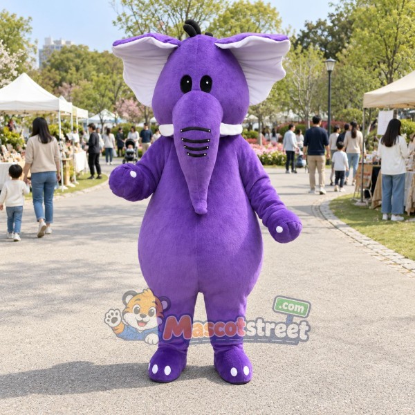 Purple Elephant Mascot Costume