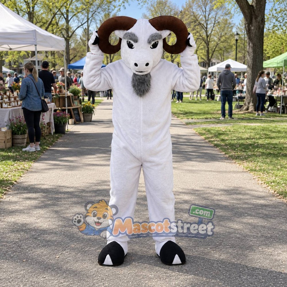 White Ram Mascot Costume White Ram Mascot Costume