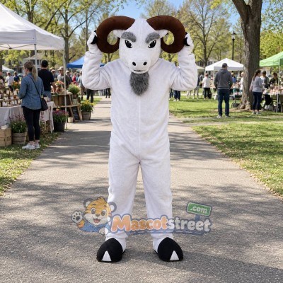 White Ram Mascot Costume White Ram Mascot Costume
