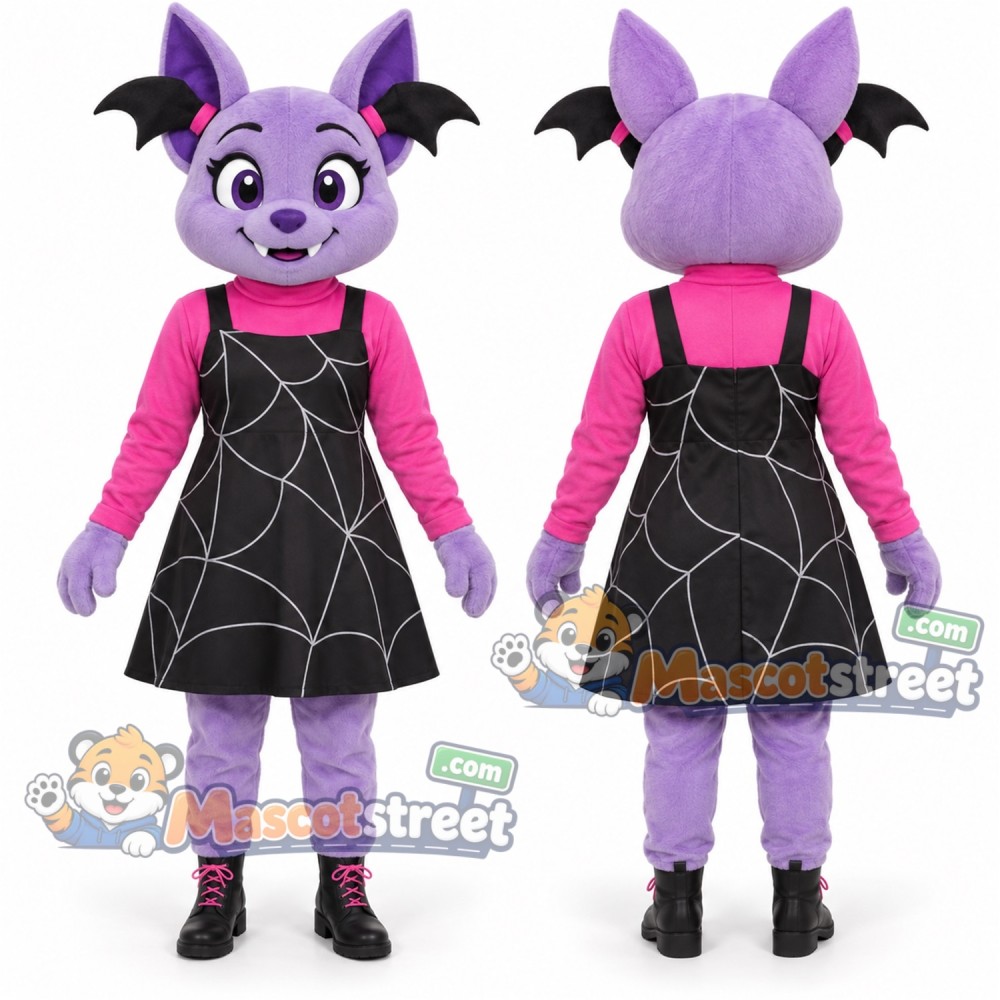 Vampire Girl Mascot Costume with Black Spiderweb Dress Vampire Girl Mascot Costume with Black Spiderweb Dress