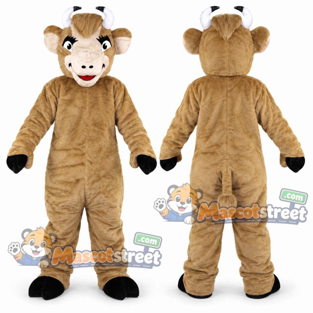 Tan Bull Mascot Costume