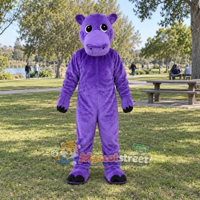 Purple Hippo Mascot Costume