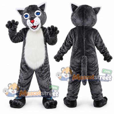 Gray Wildcat Mascot Costume Gray Wildcat Mascot Costume