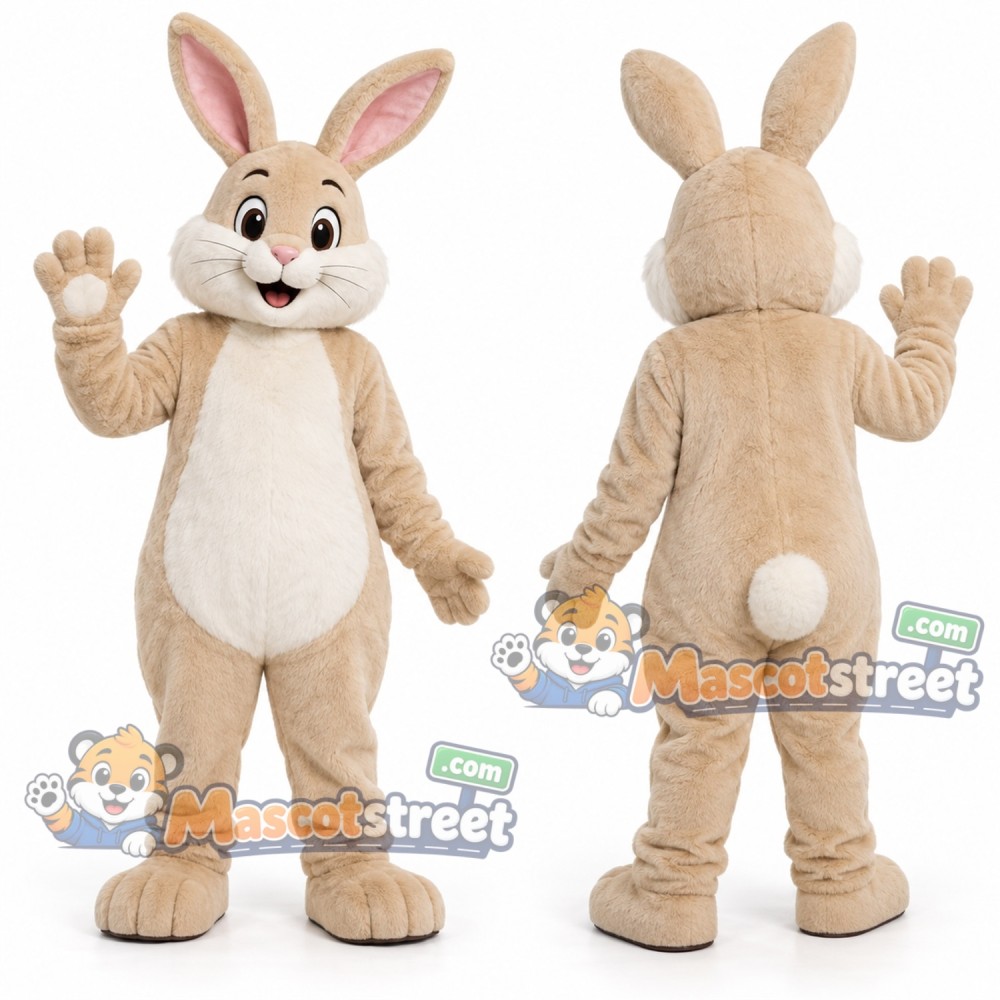 Tan Rabbit Mascot Costume Tan Rabbit Mascot Costume