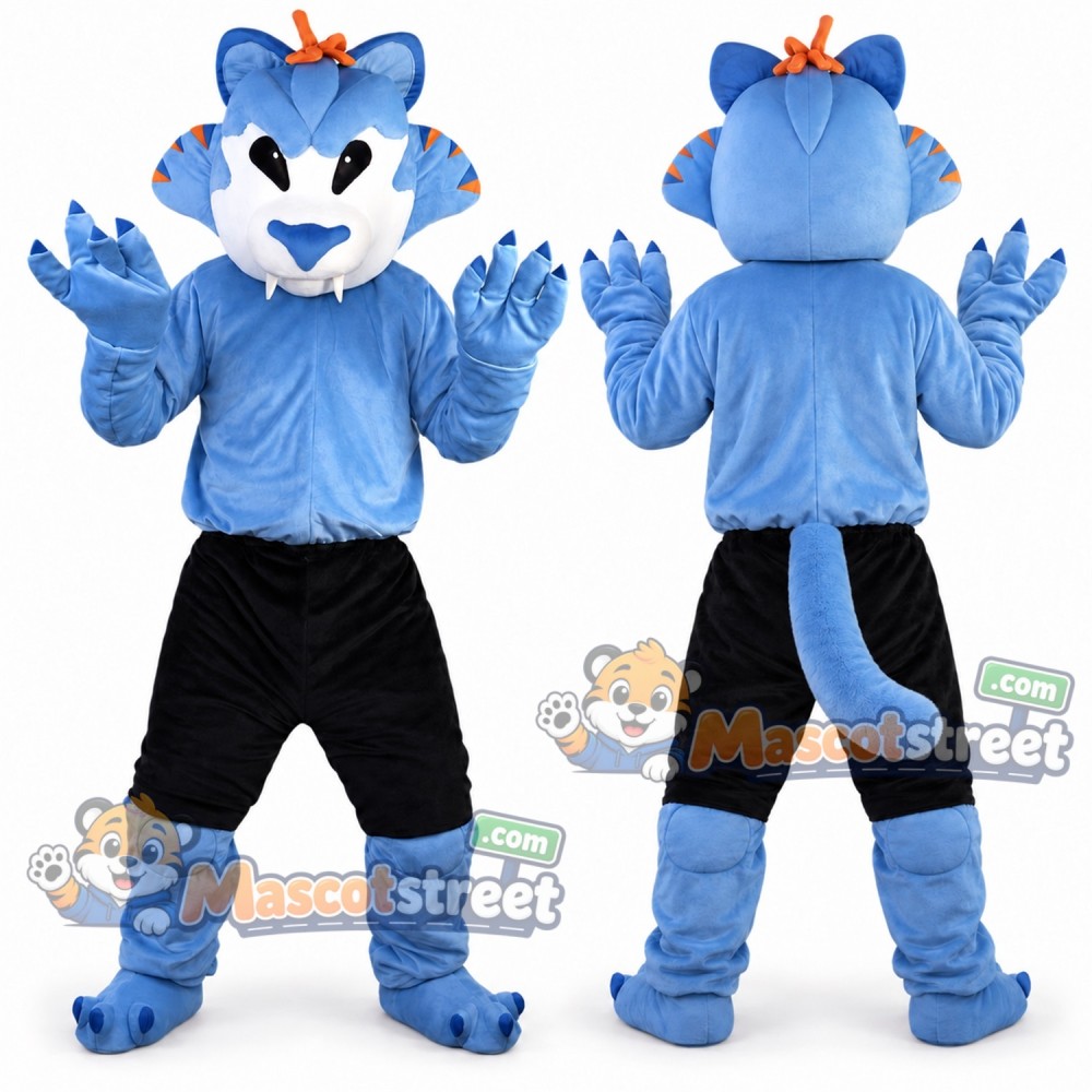 Blue Wolf Mascot Costume with Black Shorts Blue Wolf Mascot Costume with Black Shorts