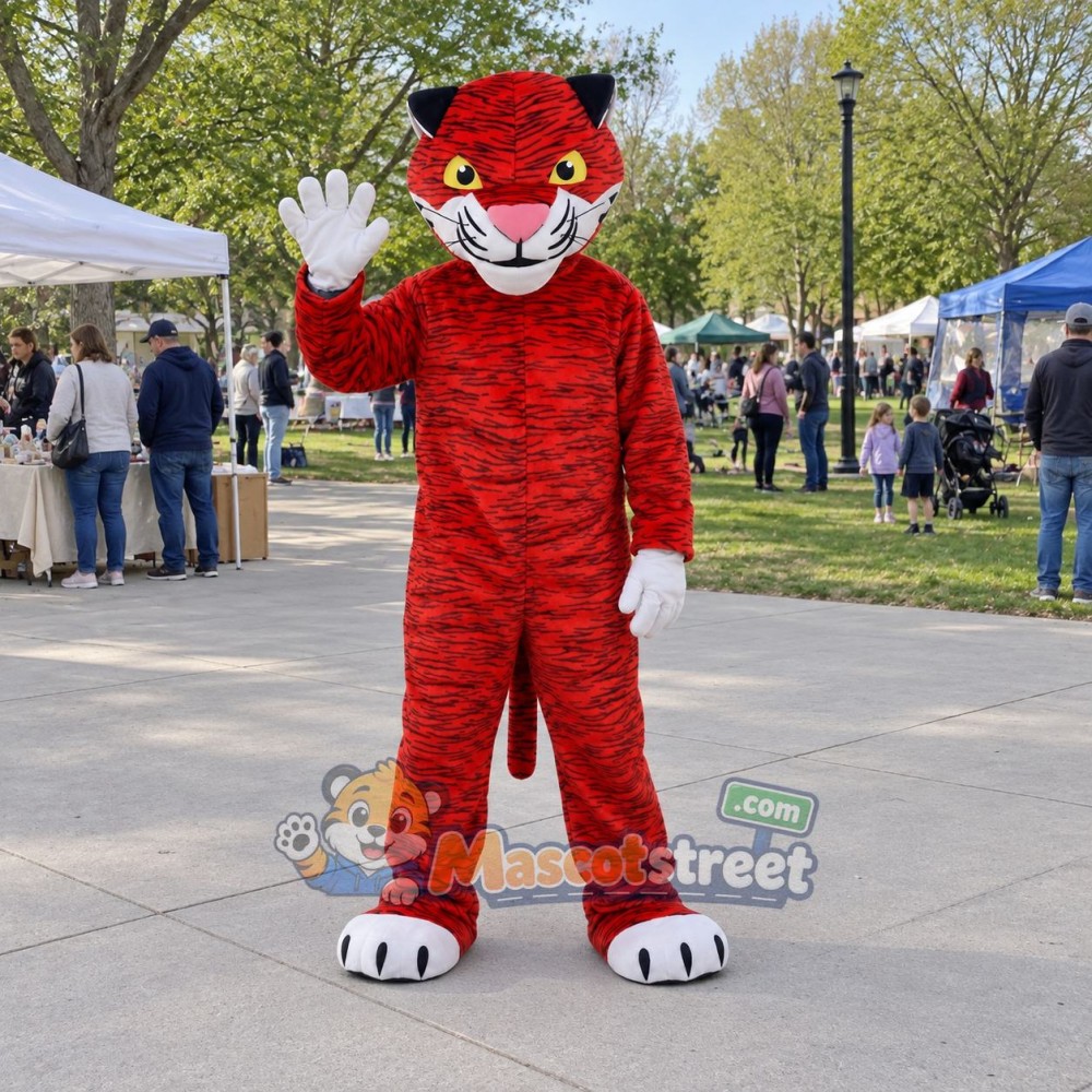 Red Tiger Mascot Costume Red Tiger Mascot Costume