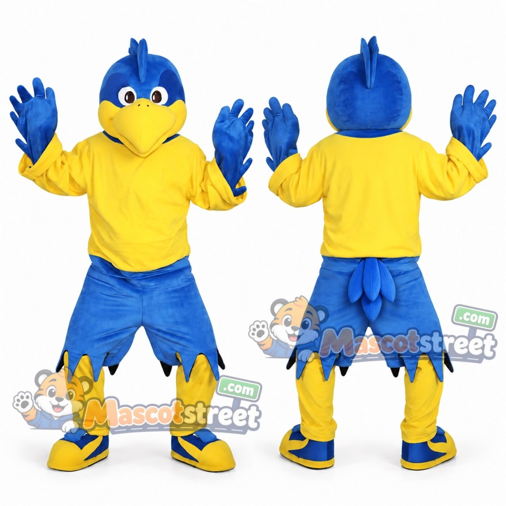 Blue Bird Mascot Costume with Yellow Shirt and Blue Shorts Blue Bird Mascot Costume with Yellow Shirt and Blue Shorts