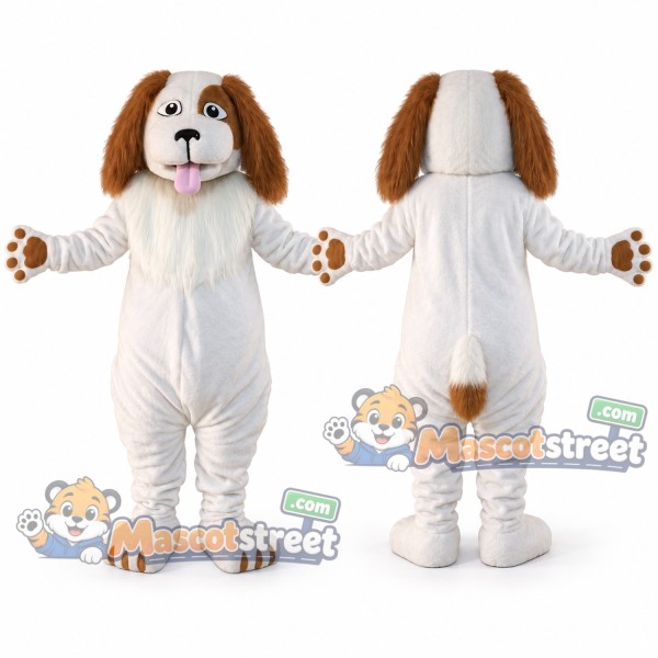 White and Brown Dog Mascot Costume