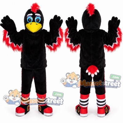 Black and Red Bird Mascot Costume Black and Red Bird Mascot Costume