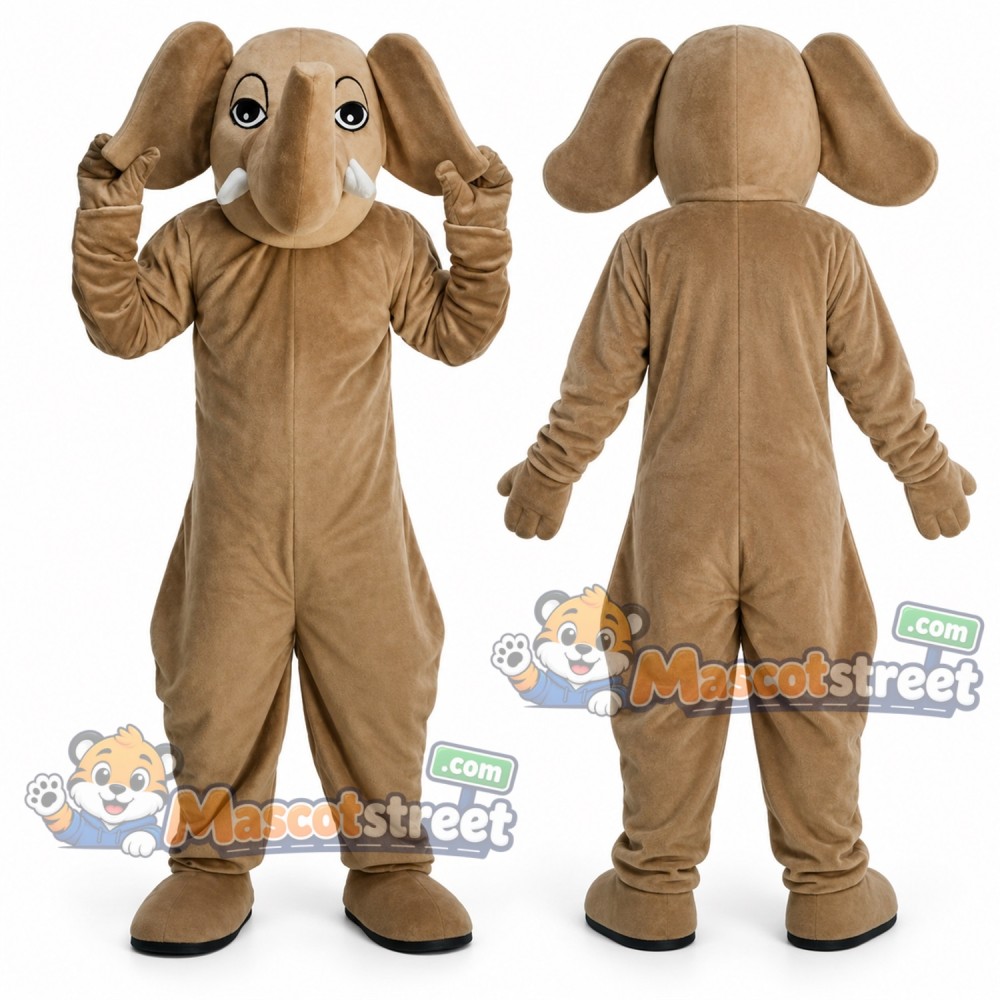 Tan Elephant Mascot Costume Tan Elephant Mascot Costume
