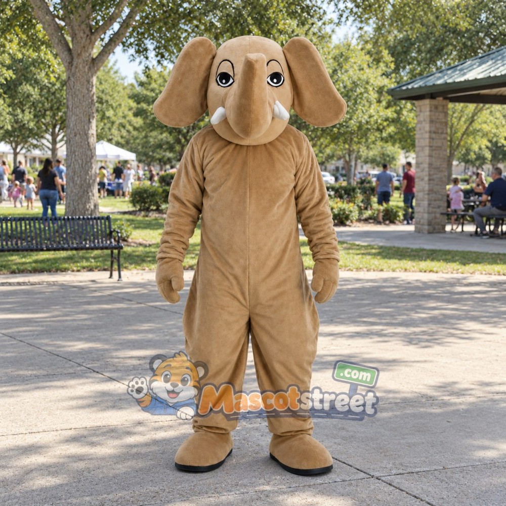 Tan Elephant Mascot Costume Tan Elephant Mascot Costume