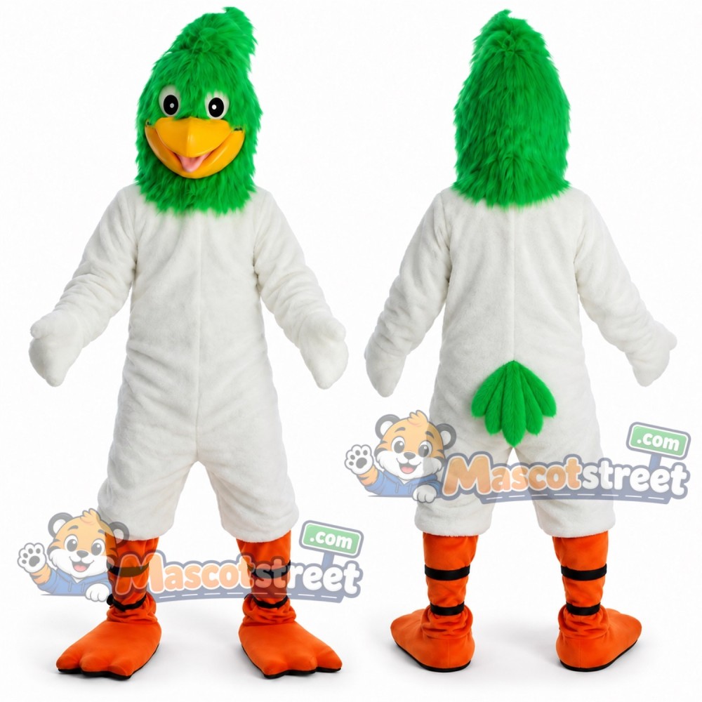 Green and White Bird Mascot Costume Green and White Bird Mascot Costume
