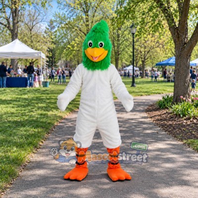 Green and White Bird Mascot Costume Green and White Bird Mascot Costume