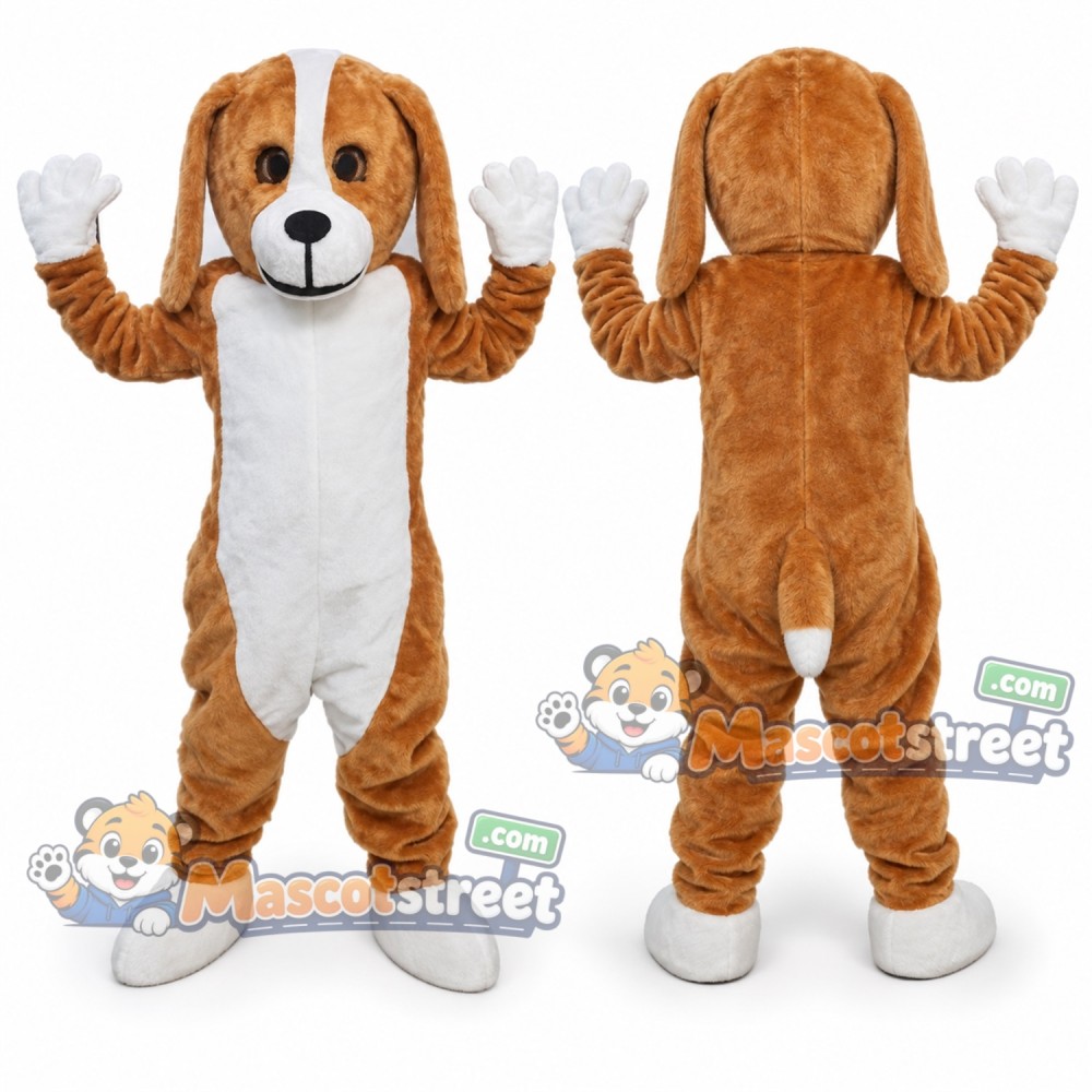 Brown and White Dog Mascot Costume