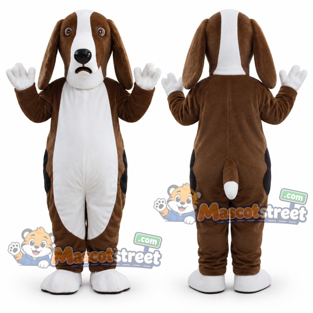 Brown and White Dog Mascot Costume