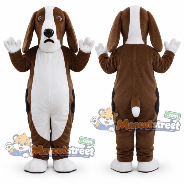 Brown and White Dog Mascot Costume
