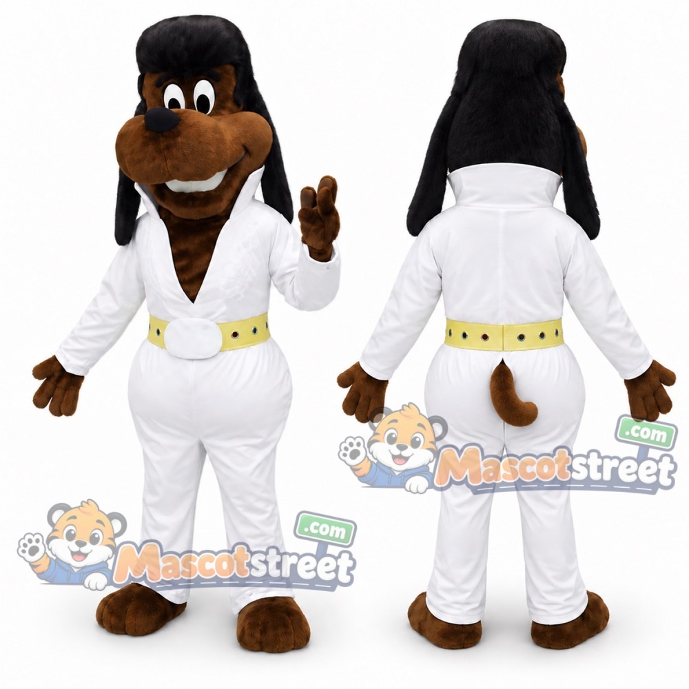 Brown Dog Mascot Costume with White Jumpsuit Brown Dog Mascot Costume with White Jumpsuit