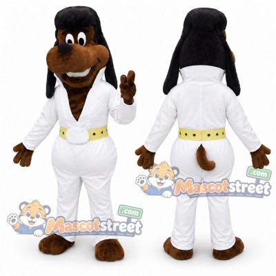 Brown Dog Mascot Costume with White Jumpsuit Brown Dog Mascot Costume with White Jumpsuit