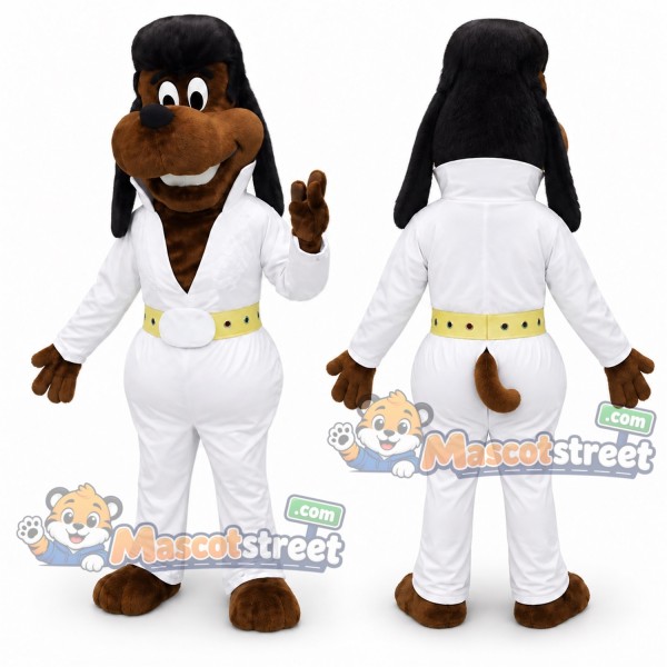 Brown Dog Mascot Costume with White Jumpsuit
