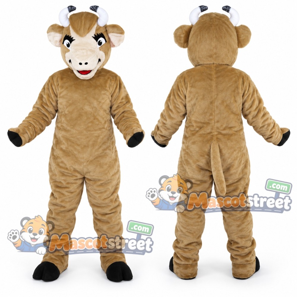 Tan Bull Mascot Costume