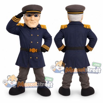 Naval Officer Mascot Costume with Blue Uniform and Cap Naval Officer Mascot Costume with Blue Uniform and Cap