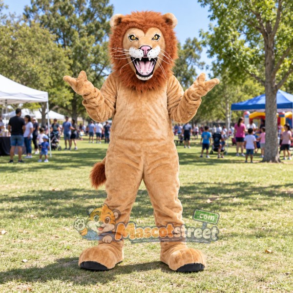 Tan Lion Mascot Costume