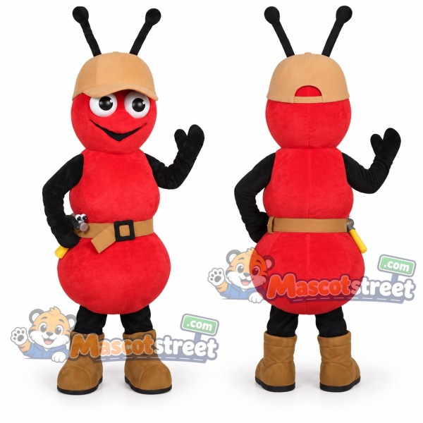 Red Ant Mascot Costume with Tool Belt