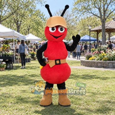 Red Ant Mascot Costume with Tool Belt Red Ant Mascot Costume with Tool Belt