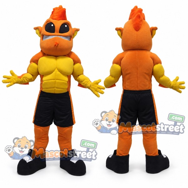 Orange Alien Mascot Costume with Black Shorts