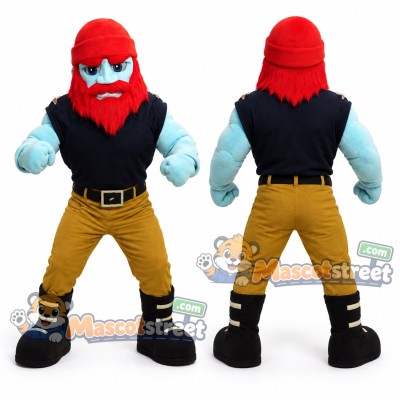 Lumberjack Mascot Costume with Black Shirt and Tan Pants Lumberjack Mascot Costume with Black Shirt and Tan Pants