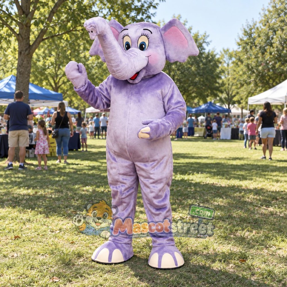 Purple Elephant Mascot Costume