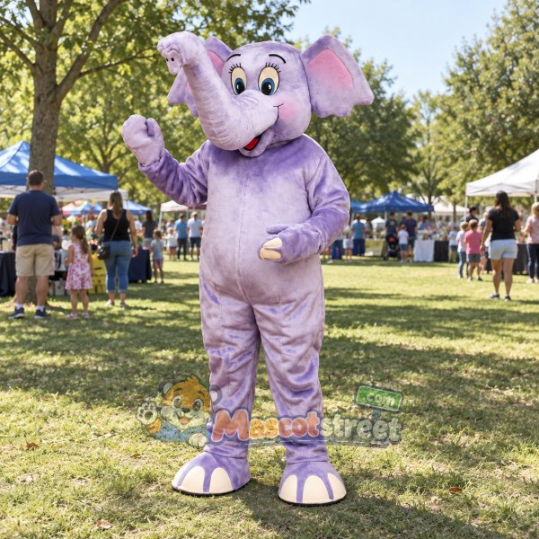 Purple Elephant Mascot Costume