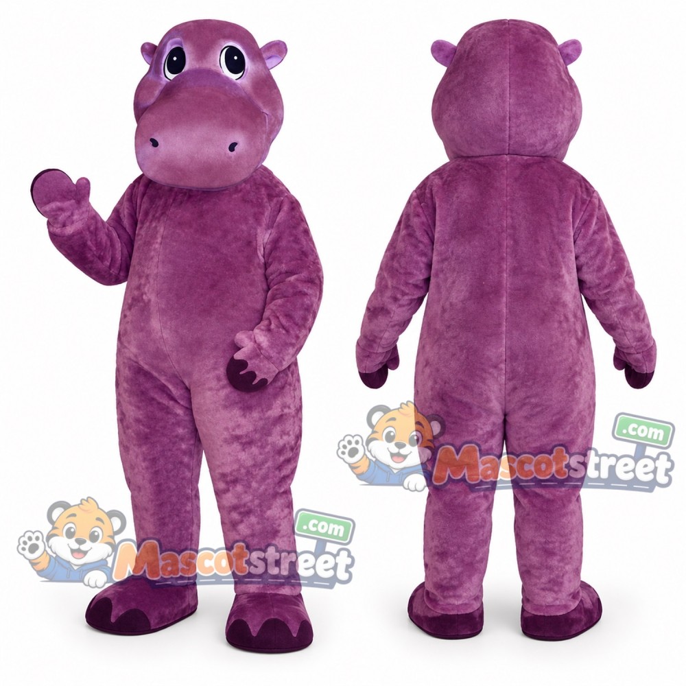 Purple Hippo Mascot Costume