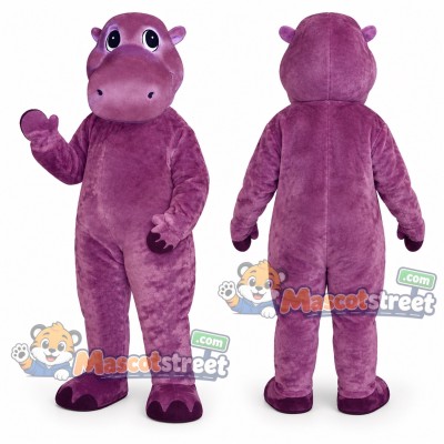 Purple Hippo Mascot Costume