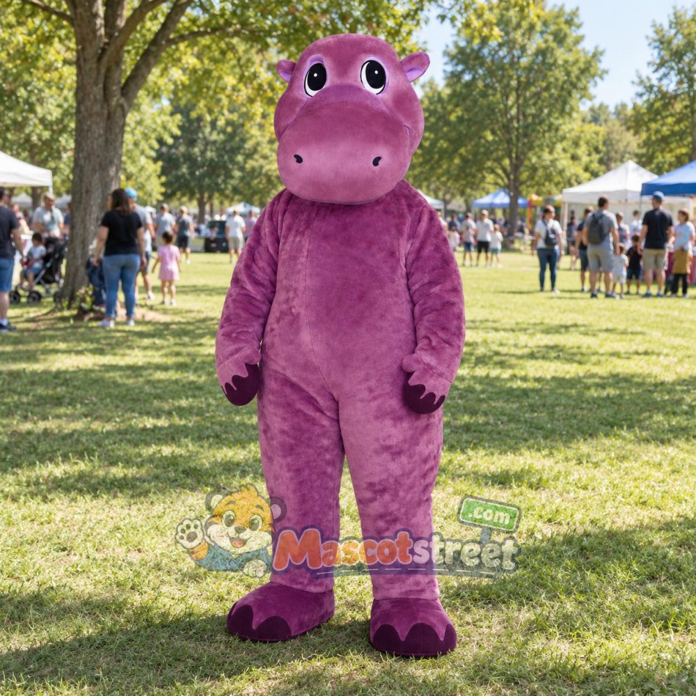 Purple Hippo Mascot Costume