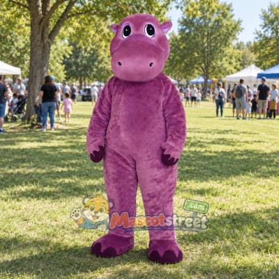 Purple Hippo Mascot Costume