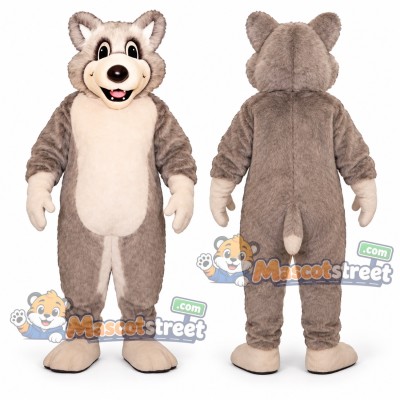 Gray and White Husky Mascot Costume