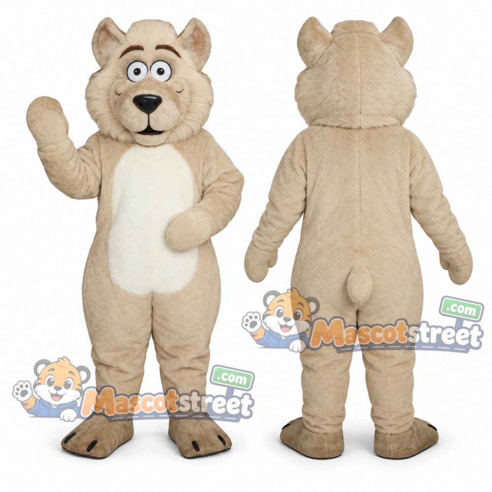 Tan Wolf Mascot Costume Tan Wolf Mascot Costume