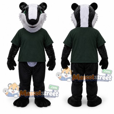 Badger Mascot Costume with Dark Green Shirt and Black Pants Badger Mascot Costume with Dark Green Shirt and Black Pants