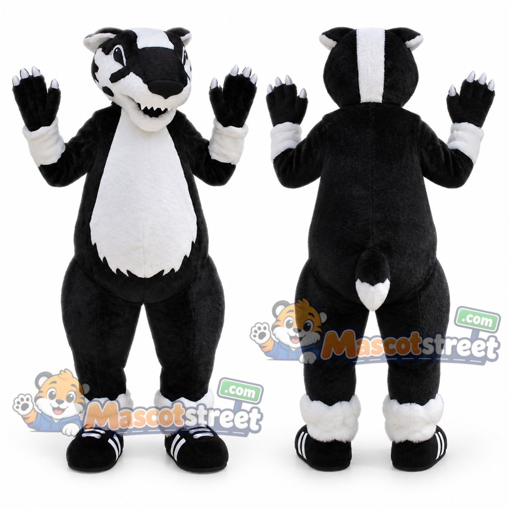 Black and White Badger Mascot Costume Black and White Badger Mascot Costume