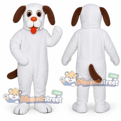 White and Brown Dog Mascot Costume