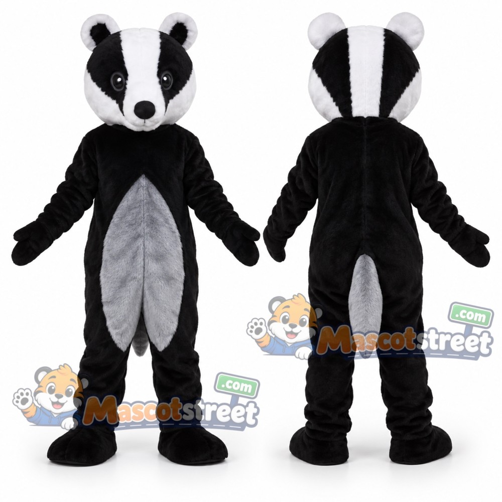 Black and White Badger Mascot Costume Black and White Badger Mascot Costume