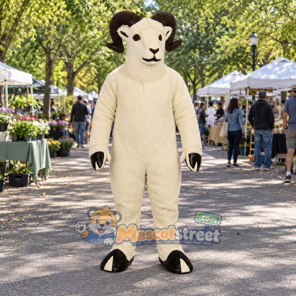 White Ram Mascot Costume White Ram Mascot Costume