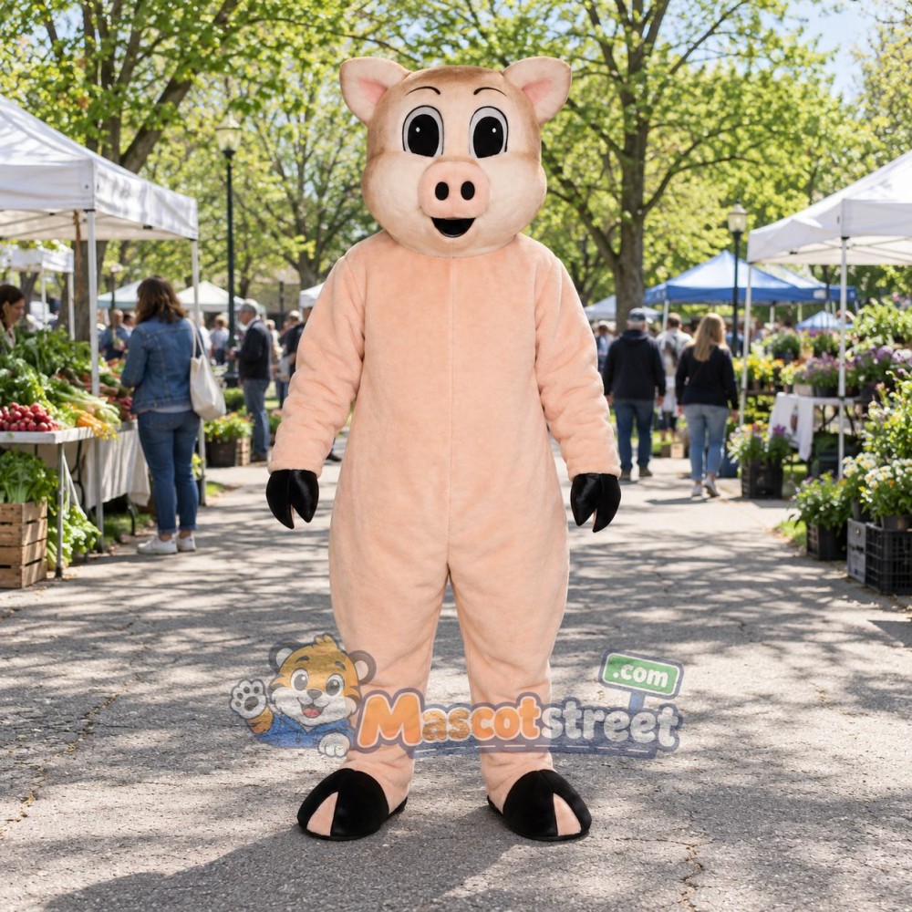 Pink Pig Mascot Costume Pink Pig Mascot Costume
