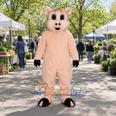 Pink Pig Mascot Costume Pink Pig Mascot Costume