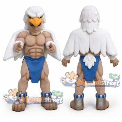 White Eagle Warrior Mascot Costume with Blue Loincloth and Sandals White Eagle Warrior Mascot Costume with Blue Loincloth and Sandals