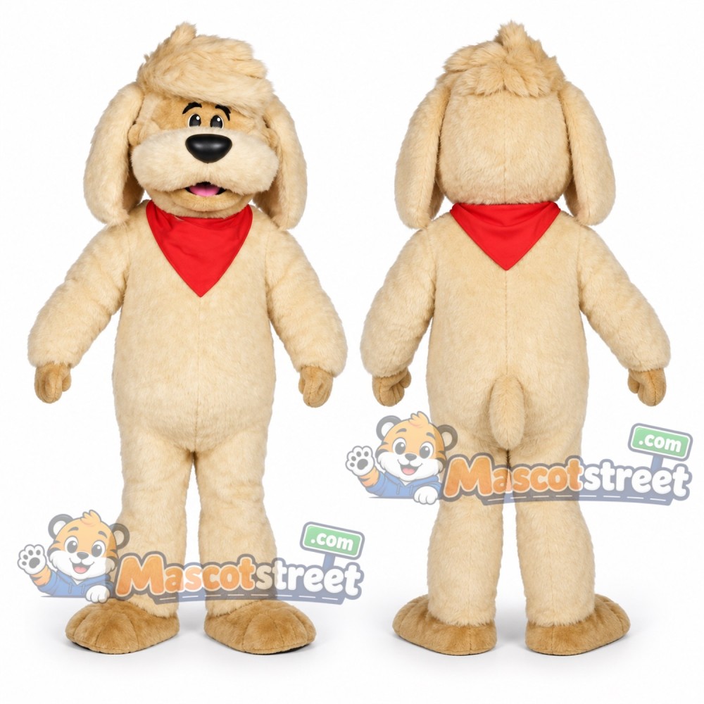 Tan Dog Mascot Costume with Red Bandana