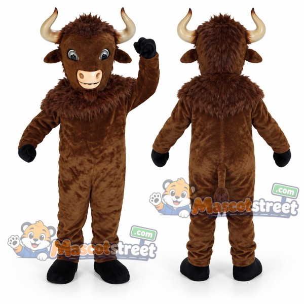 Brown Bison Mascot Costume