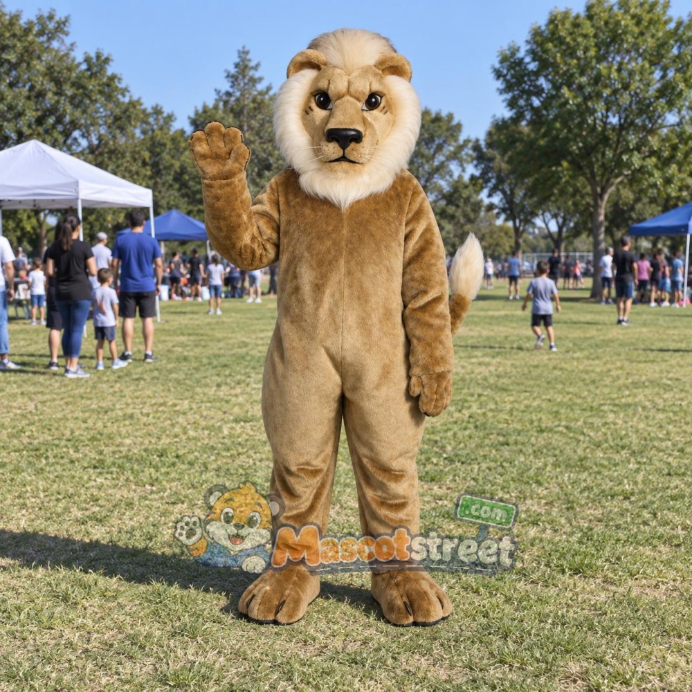 Tan Lion Mascot Costume