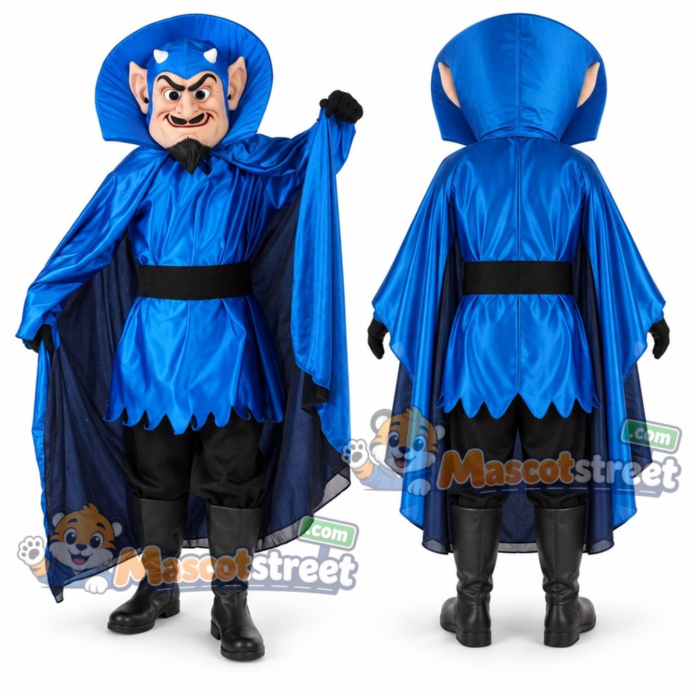 Devil Mascot Costume with Blue Cape and Tunic